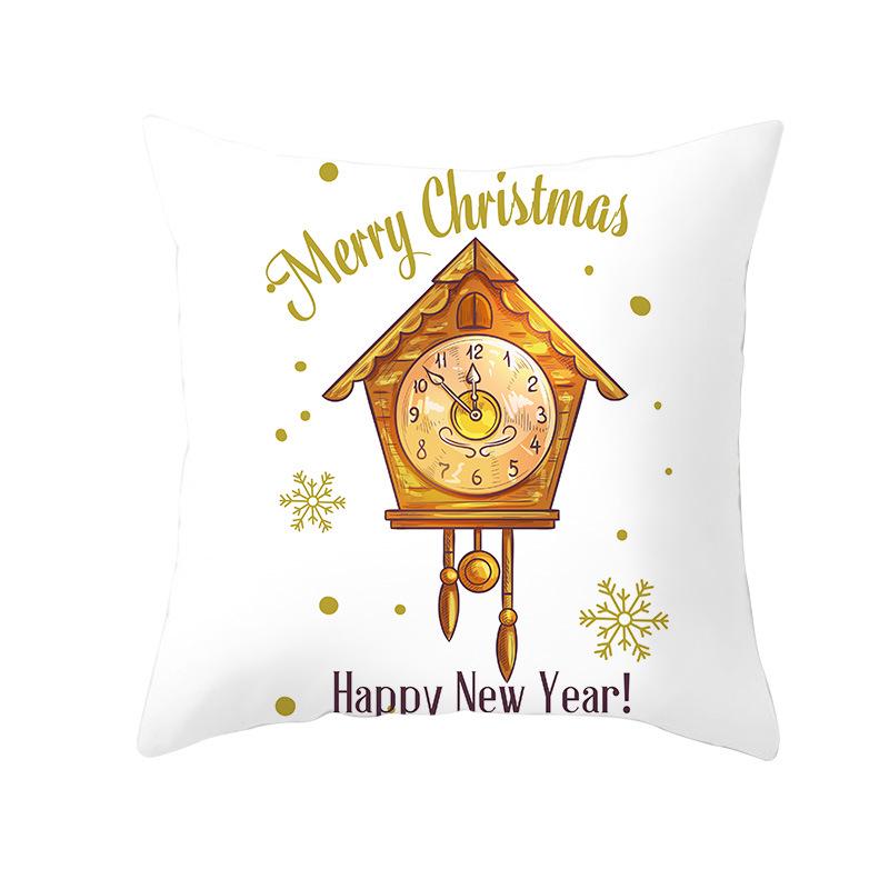 Christmas Peach Skin Pillow Cover Nordic Sofa Cushion Cover Cartoon Print Pillow Cover
