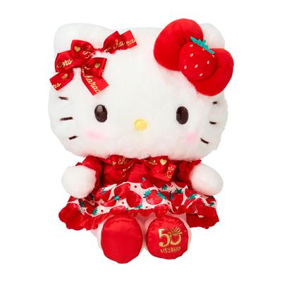 Sanrio Hello Kitty Plush Toy Shimbun 50th Ages Toy 838900 (Ichigo Anniversary) Polyester/Nylon, 3+,