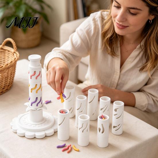 Pottery Studio Accessories Modular Clay Bloom Maker, Flower Shaping Tool with 9 Sleeve Patterns, 3D Craft Tools Printed DIY Stackable Press