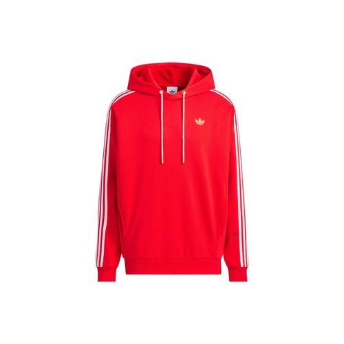 adidas Originals striped loose-fit hoodie sweatshirt, unisex, light scarlet L алый
