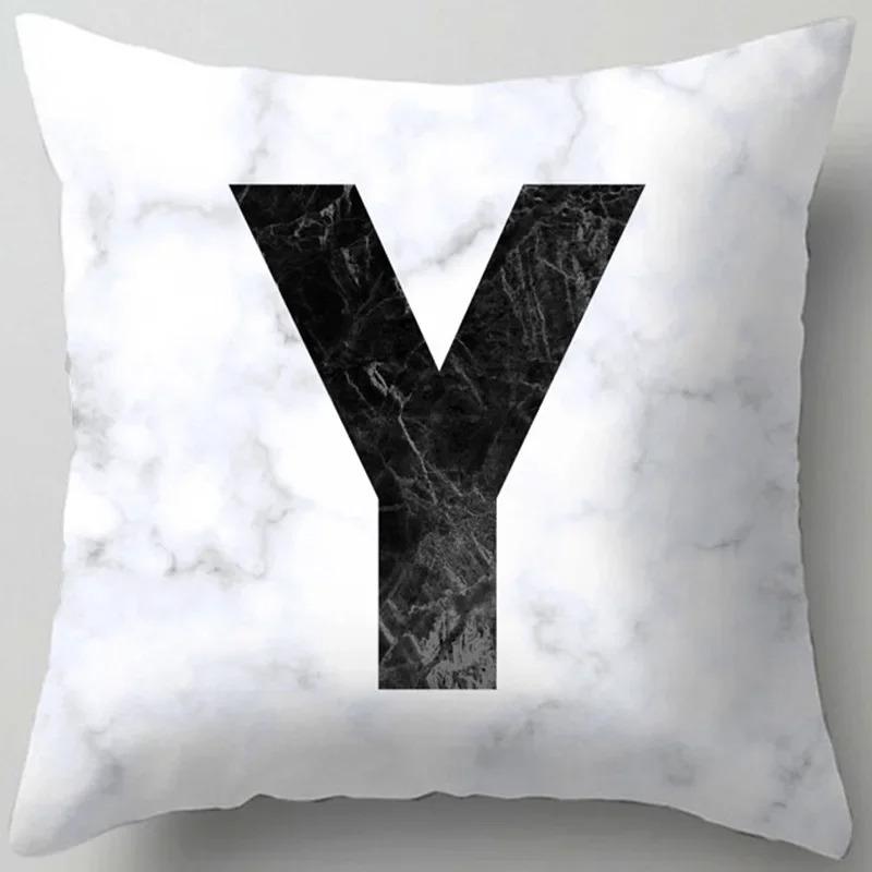 Home Decor Marble Letter Printed Pillowcase Decorative Pillow Sofa Cushion Cover