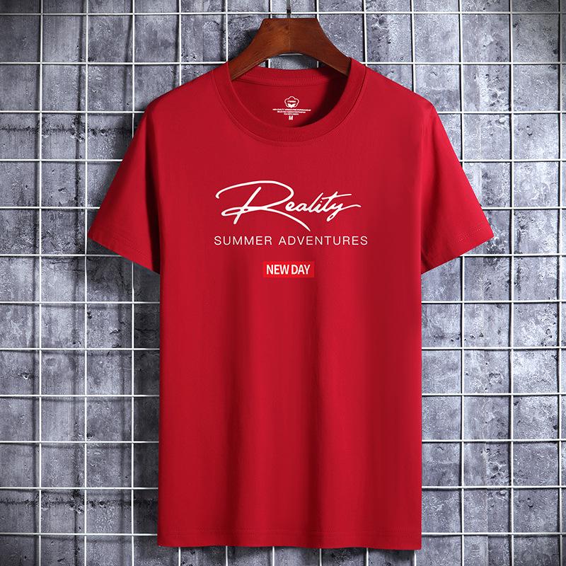 

2025 Мужская футболка с коротким рукавом из хлопка в корейском стиле с принтом - модная летняя футболка с круглым вырезом 6XL