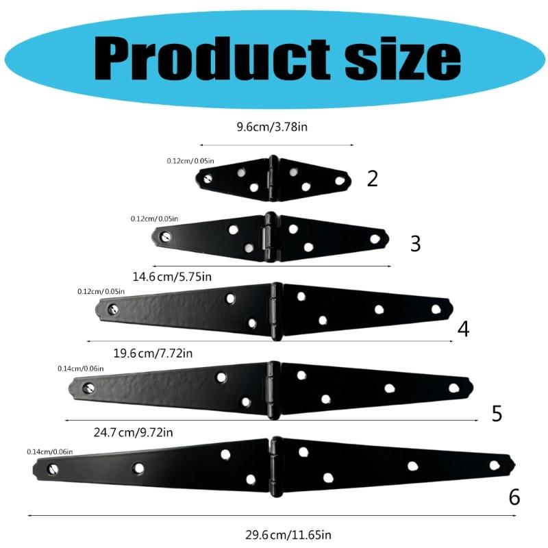 Iron Decorative Strap Hinge Black Shed Door Gate Hinges with Screws Heavy Duty Door Hinges for Outdoor Gates Fence