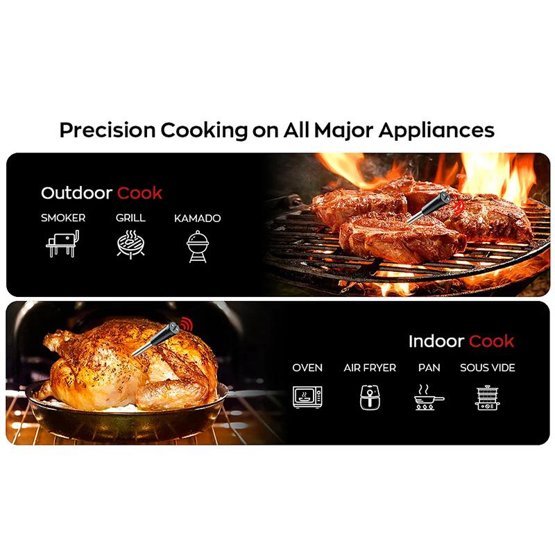Wireless Meat Thermometer Digital Probe Thermometer Bluetooth 360FT Support APP Remote Monitoring for Oven, Smoker, Sous Vide
