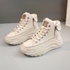 Women's ZY0011 High-Top Sneakers, Autumn 2023, Round-Toe, Thick-Soled, Height-Increasing, Casual Street Style.