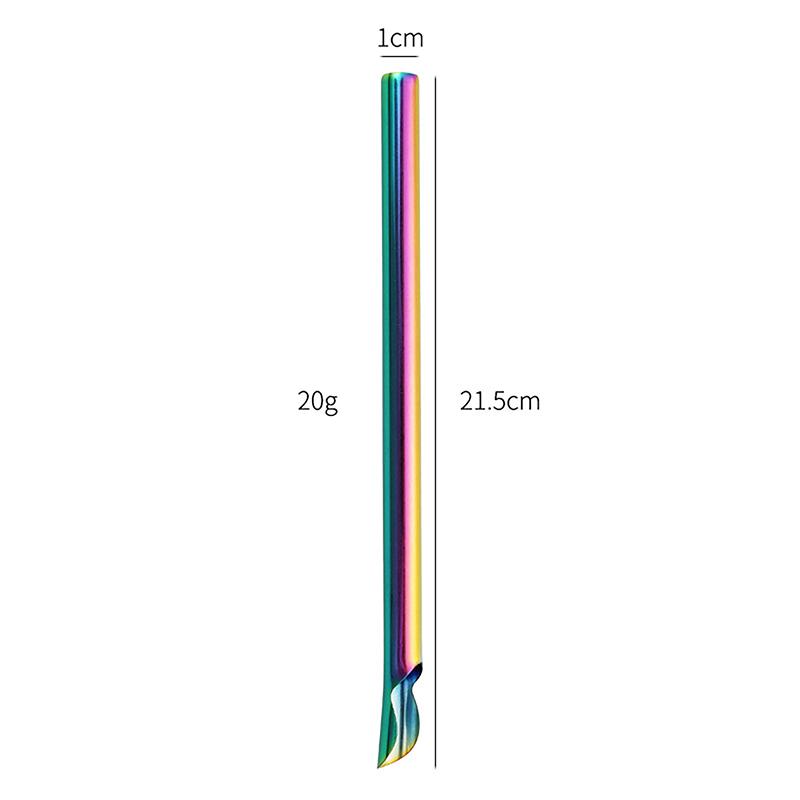 

1 шт. Многоразовая нержавеющая ложка-соломинка Долговечность Питьевая соломинка Нержавеющая сталь Ложка для перемешивания Бар Креативная цветная соломинка