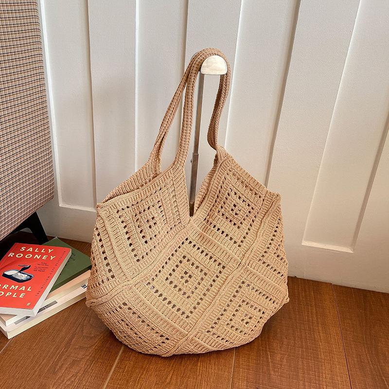 Fabric Hollow Out Large Capacity Shoulder Bags Contrast Color Women's Bags Commuting Versatile Crossbody Bags