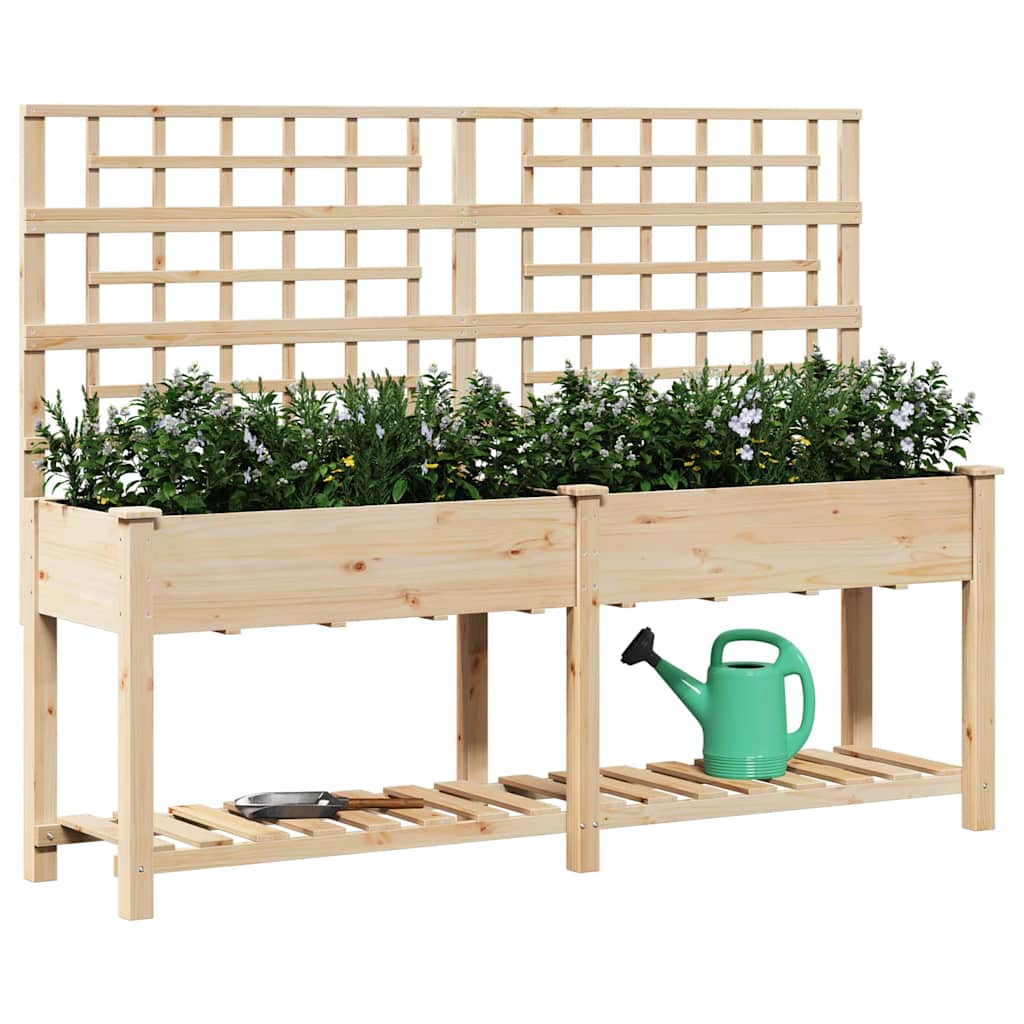 Garden Planter with Shelf Beige 203.5 X 54 X 152.5 Cm