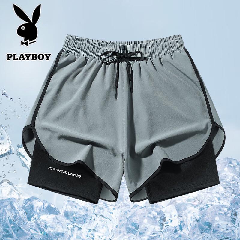 PLAYBOY Men s Summer Quick-Dry Running Shorts L