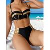 Women S Split Swimsuit Sexy Bikini Set With Gold Foil Decor Push Up Pure Desire Style