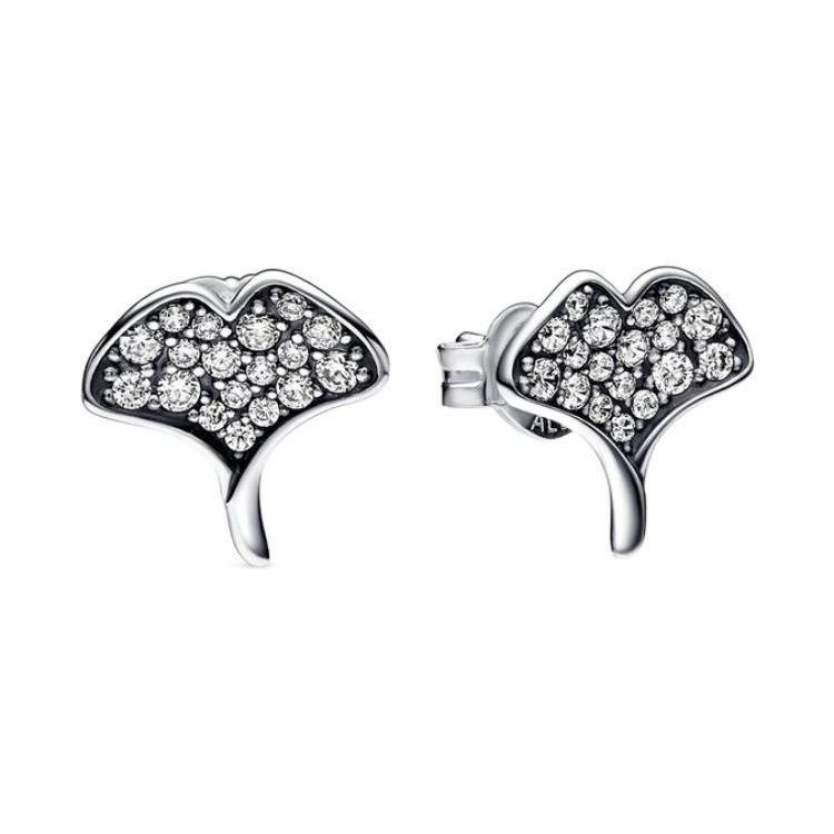 Pandora Ginkgo Shaped Exquisite Fashion Earrings Women earrings 292439C01 Silver