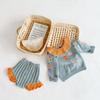 Autumn 2025 Baby Girl Knitted Top & Lace Pants Set with Embroidered Lotus Collar
