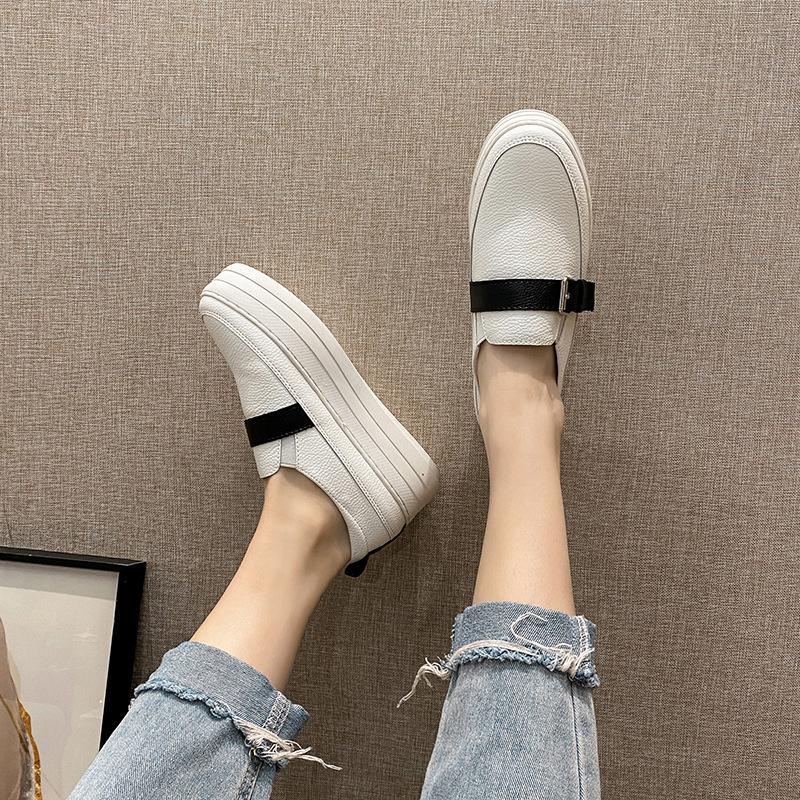 

Модные туфли-криперы, белые туфли, женские туфли с пряжкой на ремне, туфли на плоской подошве, туфли-муффины из искусственной кожи, женские туфли на платформе 6 чёрный