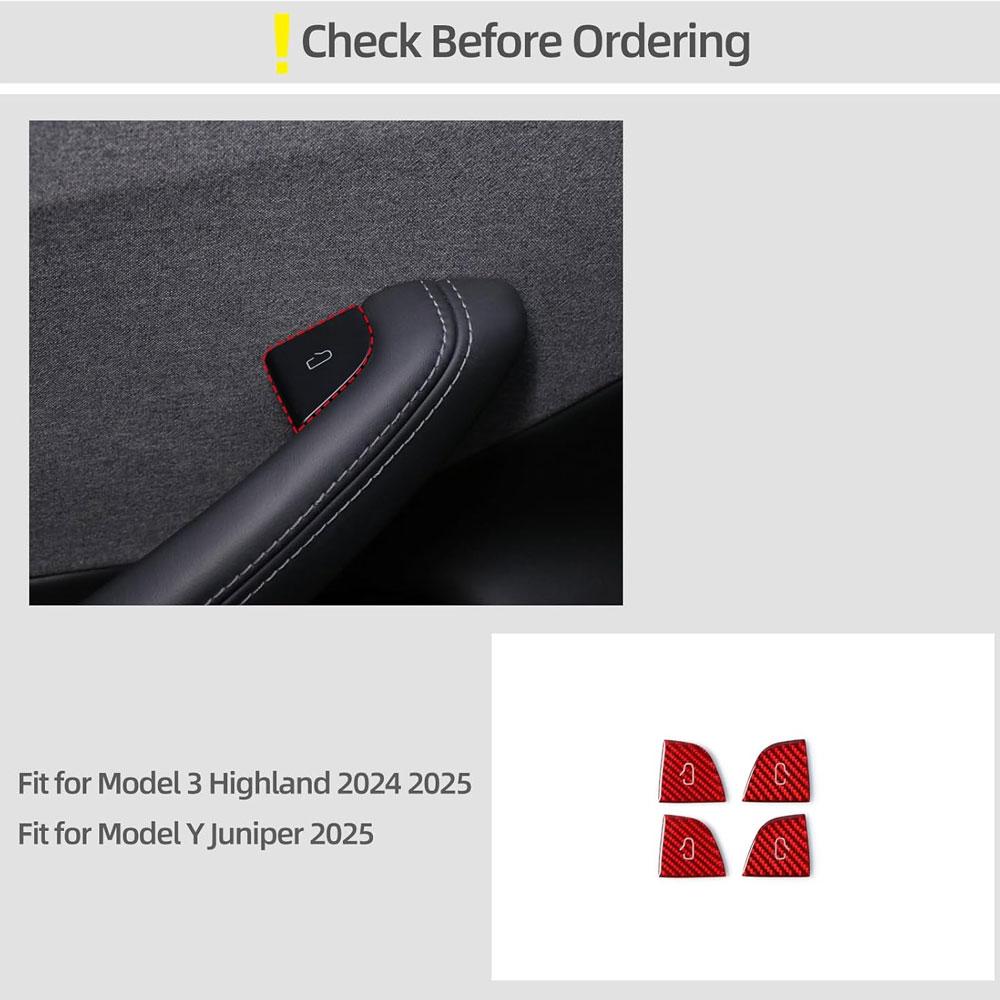 Door Open Button Sticker for Tesla Model 3 Highland 2026 Model Y Juniper 2025 2026 Carbon Fiber Door Lock Accessories