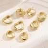 17KM Gold Color Ziron Hoop Earrings for Women Girls Retro Circle Heart Sparkling Stud Earring Set  Fashion Trend Jewelry