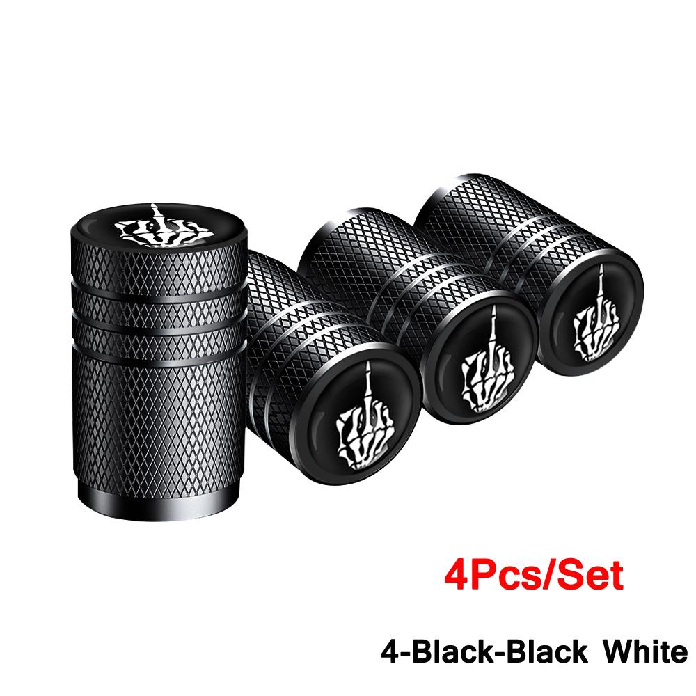 AUTCOAT 4Pcs/Set Car Tire Valve Caps Skull Wheel Valve Cap Auto Tyre Air Valve Stem Caps Dust Cover for Car Vehicles Styling