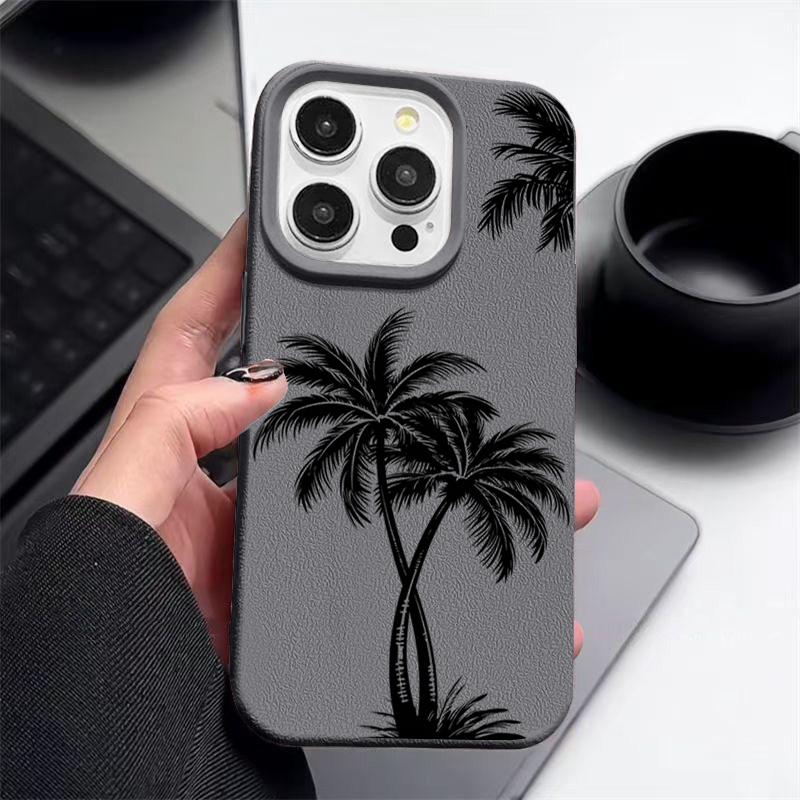 Für iPhone 16 Pro Max 16E 15 14 Pro 13 12 11 Handyhülle Kokospalmenmuster Schlank Weich TPU Sturzsicher Stoßfest Matt Bumper Cover