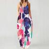 Women's Fashion Summer Casual Print V-Neck Sexy Sleeveless Dresses Long