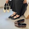 Inner Height Increase Small Fragrant Wind Single Shoes Women's 2025 Spring New Square Head Small Leather Shoes One-word Buckle Camellia Mary Jane Sho