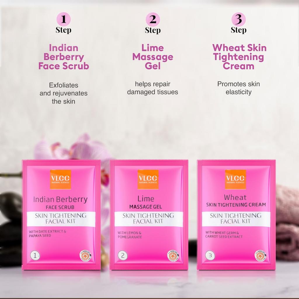 VLCC Skin Tightening Facial Kit 6 Facials 240g + 12ml At Home Rejuvenating Skin Care