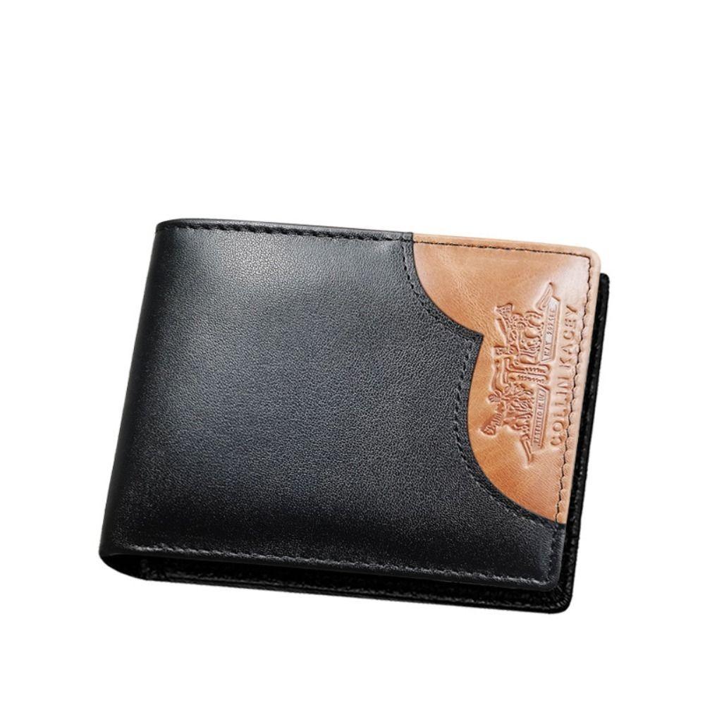 

Цветной контрастный двойной кошелек из натуральной кожи, карманный кошелек, портативный мужской короткий кошелек для мужчин