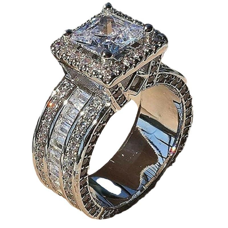 New Square-shaped Imitation Zirconia Set Ring - Fashionable Engagement Ring
