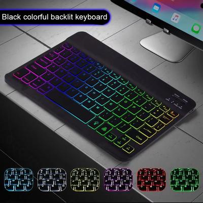 RGB Bluetooth Klávesnice a Myš Dobíjecí Bezdrátová Klávesnice Pro iPad Tablet Android iOS Windows Klávesnice s Duhovým Podsvícením