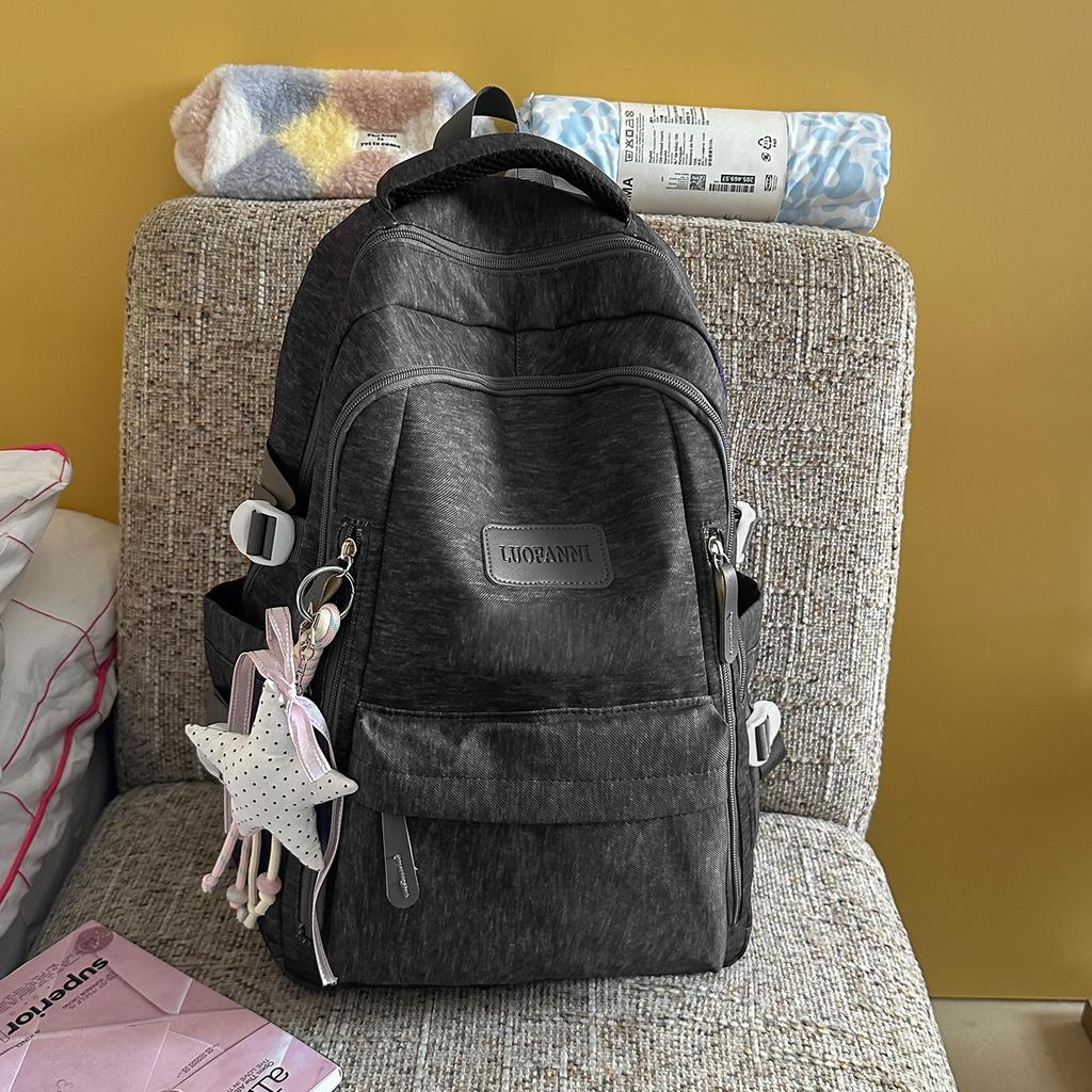 Schoolbagins Simple Large-capacity Schoolbag High School Student Junior High School Student College Student Versatile Solid Color Backpack Women's