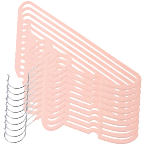 NUOLUX Clothes Hangers, Ribbon, Non-Slip, Pink, 39.5cm, 10 Pieces, Cute Butterfly Shape, Prevents Sagging, Suitable for Suits, Jackets, Basic Clothes,