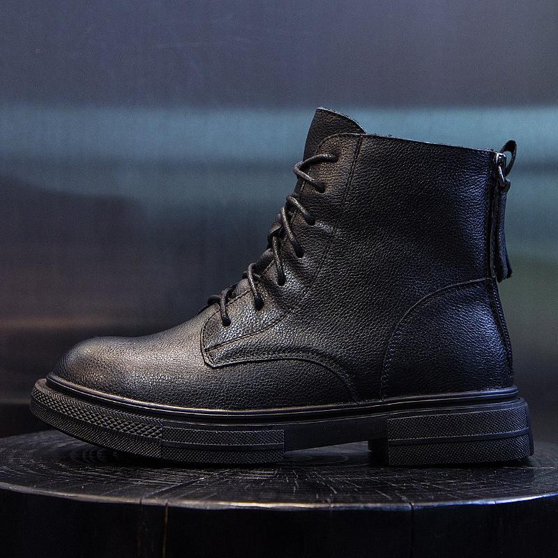 Martin boots women s leather new boots women s autumn and winter velvet double zipper short boots women 35