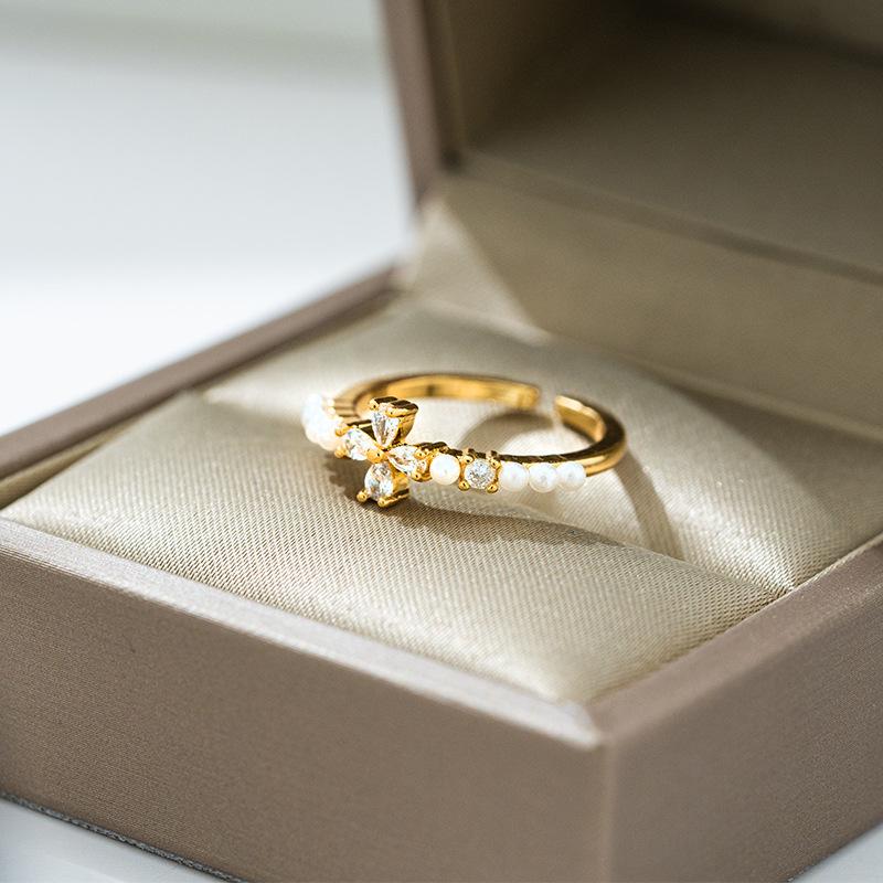 Korean Version of Light Luxury Design Full Diamond Inlaid Zircon Ring Women's Opening Adjustable Ring Internet Celebrity Fashion Accessories