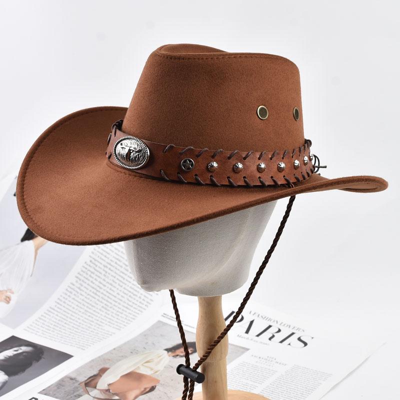 Vintage Szerokobrzegowe Kapelusze Westernowe Cowboy Kapelusze Outdoorowe Podróżne Kapelusz Cowgirl Jazzowy Święta Impreza Kapelusz Cosplay