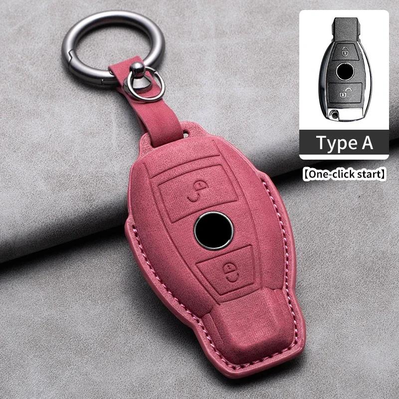 Car Key Cover for Mercedes Benz A C E S G Class GLC CLE CLA W177 W205 W213 W222 X167 AMG Leather Car Key Protective Cover