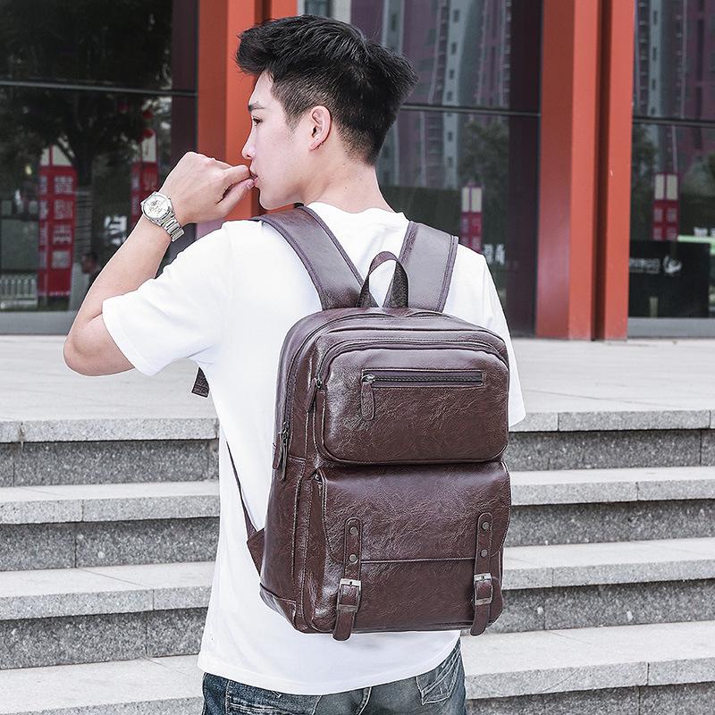 Men's PU Double Shoulder Computer Bag - Casual Business, Trendy Fashion, Large Capacity Travel Bag