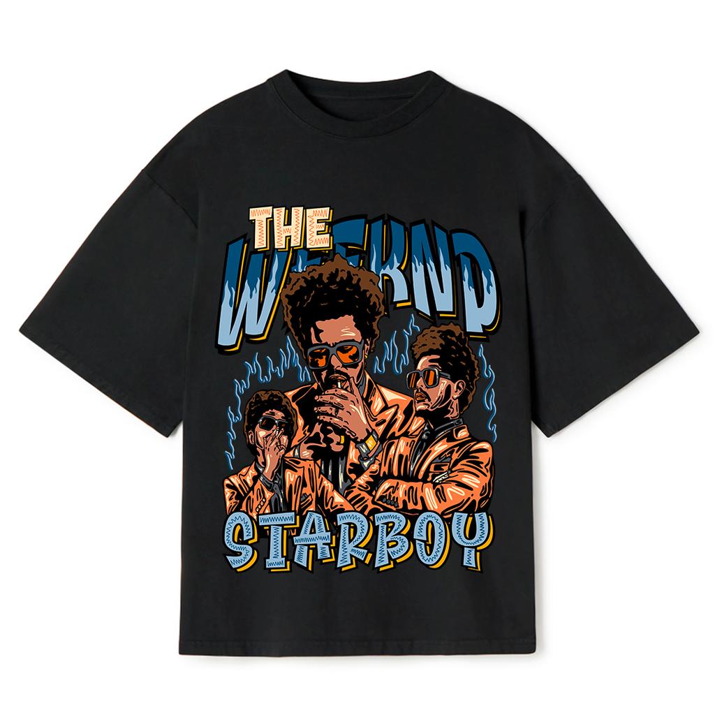 High Quality Harajuku Trendy Tops The Weeknd Men Oversized Printed T-Shirt Streetwear Heavy Cotton Oversized Y2k Male Clothing