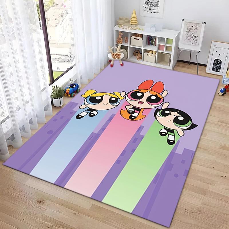 1Pc The Powerpuff Girls Printed Rectangle Carpet, Home Door Mat, Outdoor Travel Protection Carpet A7