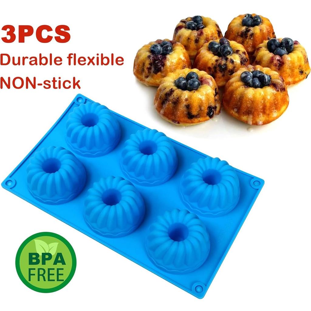 Hggzeg Silicone Mold Set 6 Cavities Baking Molds Nonstick Blueberry Chocolate Cake Mold 277x165x35mm Reusable Odorless BPA Free