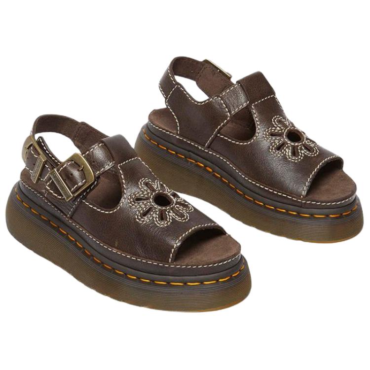 Dr. Martens Dunnet Leather Elegant Fashion One-Strap Sandals Women sandals Brown 40526200