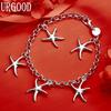925 Sterling Silver Wedding Jewelry Star Pendant Bracelet