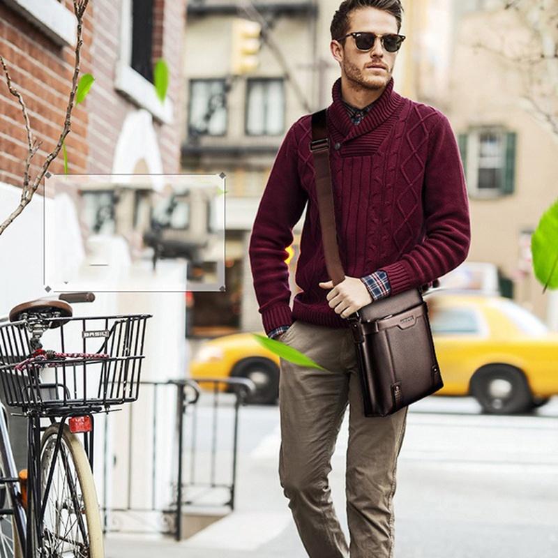 Classic Business Leather Man Bag With Soft Pu Leather And Adjustable Straps