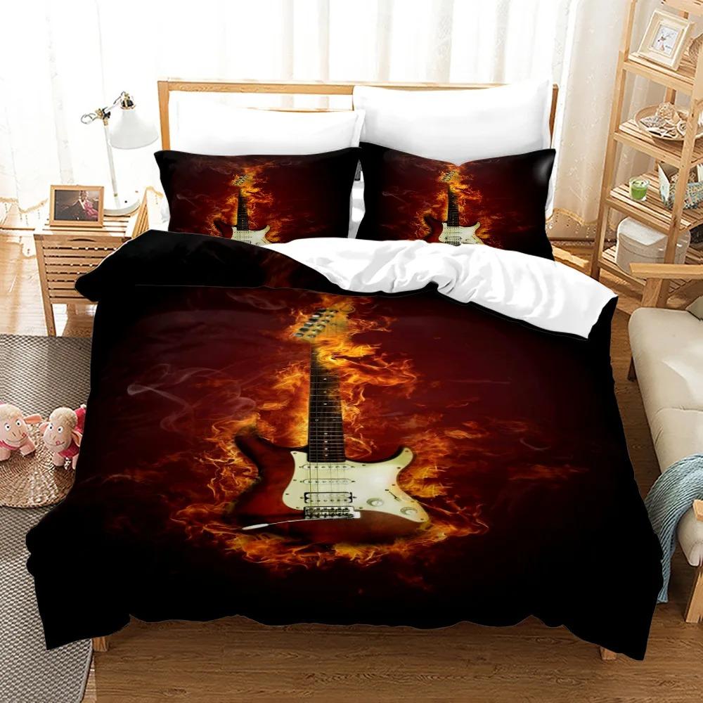 Rock Guitar Bedding Set Single Twin Full Queen King Size Polyester Bedroom Duvet Cover Aldult Kids Comforter Quilt Cover Set