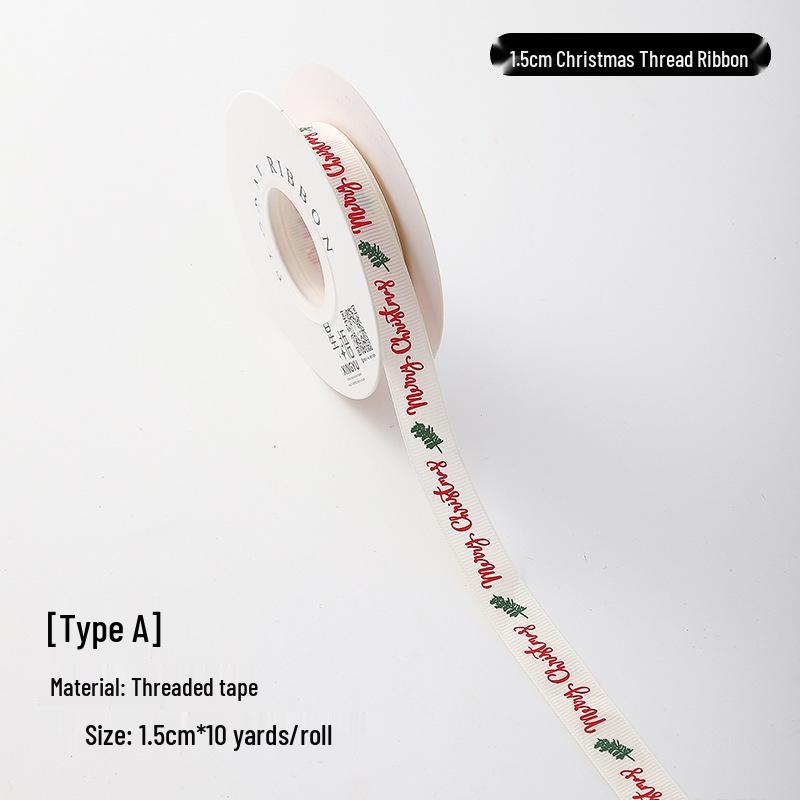 Festive Red & Green Floral Gift Bow and Satin Ribbon Set