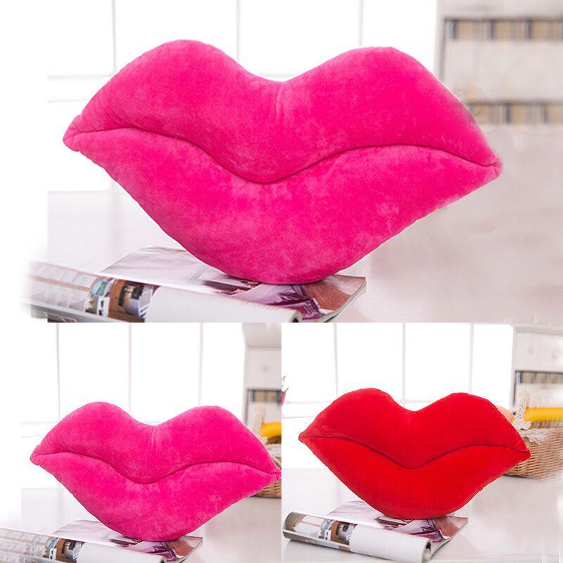 Luxuriously Soft Red Lips Shaped Plush Pillow Cushion Ideal For Comfort And Gifts