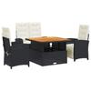 VidaXL Ensemble à Manger de Jardin avec Coussins 4 pcs, Table de Terrasse, Meubles de Patio, Mobilier d'Extérieur, Noir 3277321