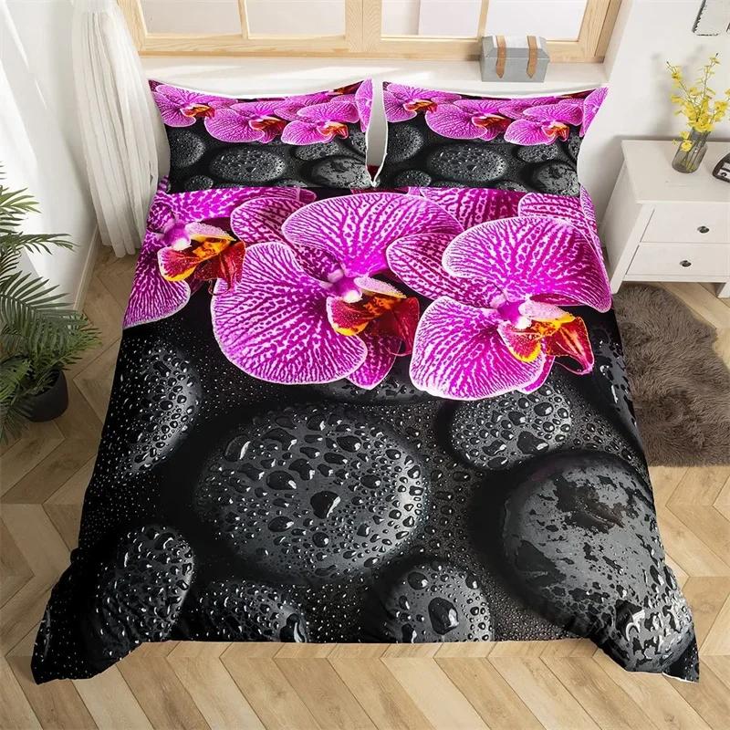 Meditation Duvet Cover Nature Green Bamboo Lotus Flower Bedding Set Circle Geometric Bedspread Cover Zen Spiritual Quilt Cover