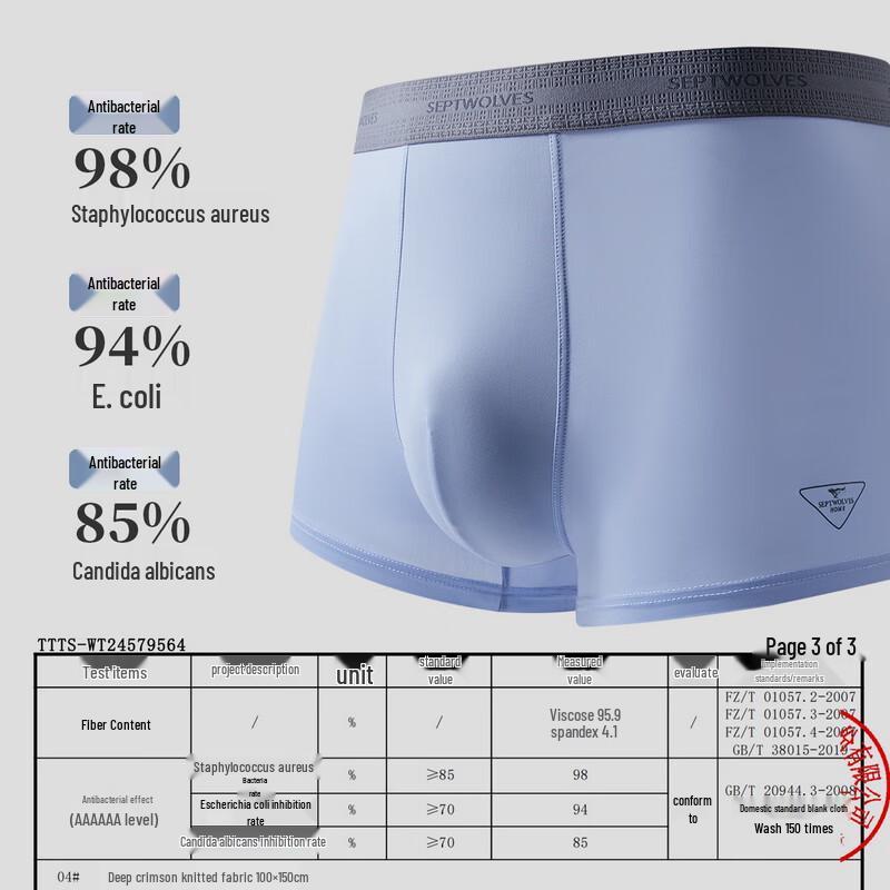 Sevenwolves Men's 7A Antibacterial Mid-Waist Boxer Briefs