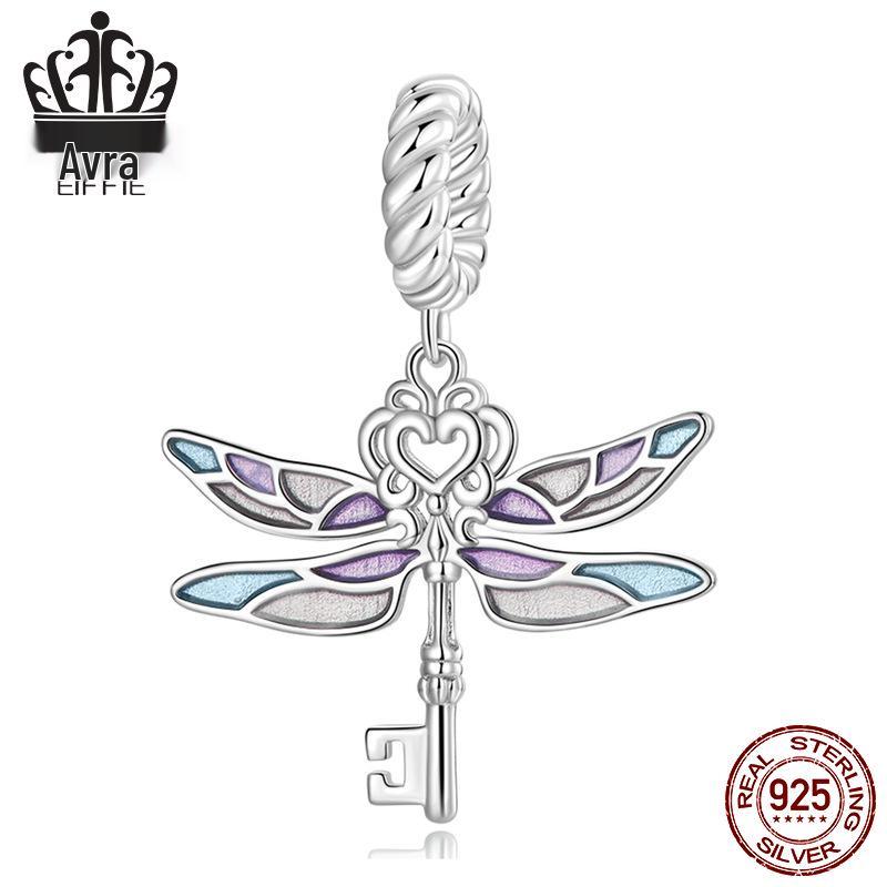 Avle Pendentif Libellule Exquis: Argent Sterling S925, Plaqué Platine, Bijoux Perlés DIY.