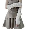 Fashion Long Arm Warmer Gloves Cute Furry Ball Cold Proof Warm Arm Sleeve Knitted Fingerless Gloves Women