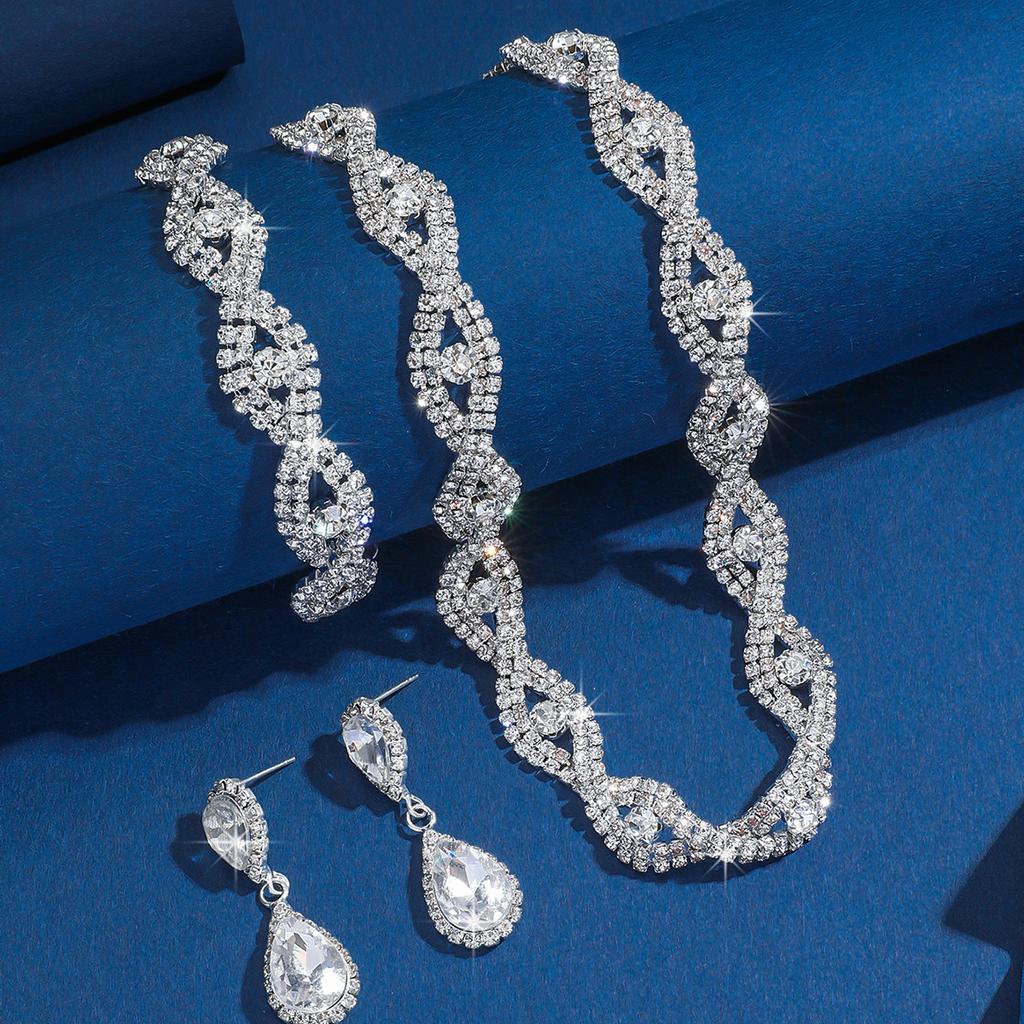Bridal Jewelry Necklace Earrings Bracelet Three-Piece Elegant Fashion Women'S Evening Dress Accessories