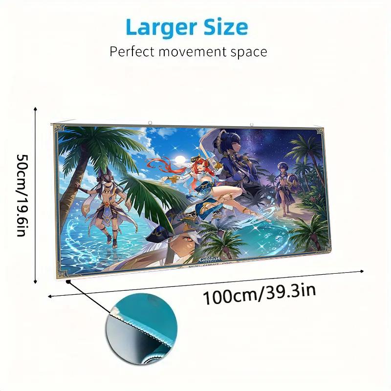 Genshin Impact Poster Farbe Mauspads Großes Gaming-Tischkissen Rutschfestes Laptop-Tablet Großes Mauspads XXL Matte Mini-PC-Spielmatte Mit Verriegeltem Rand